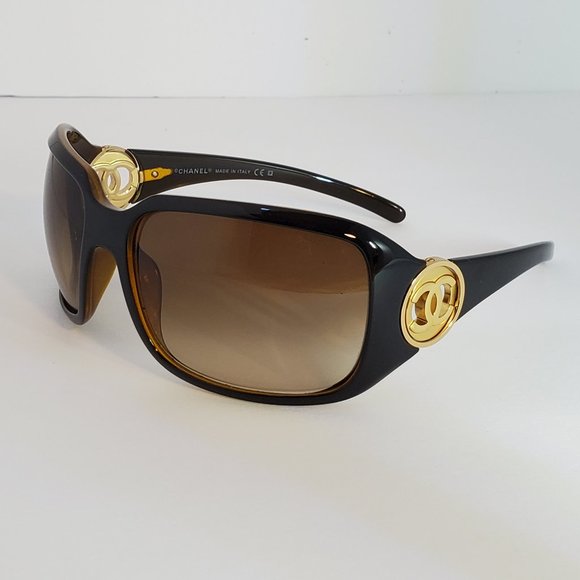 CHANEL CC Logo Sunglasses 6023 *Brown & Gold*Case* - Picture 1 of 5